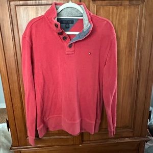 Tommy Hilfiger Flag Logo Quarter-Zip Sweater with Buttons